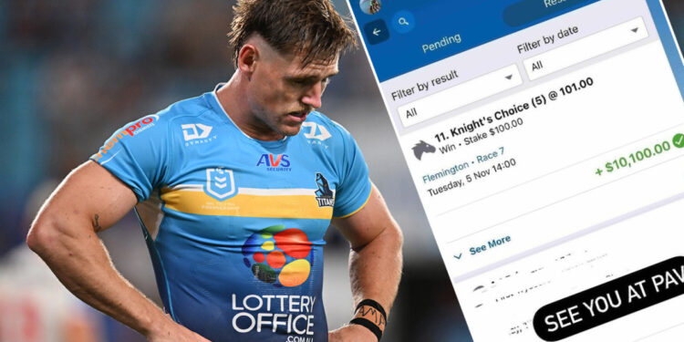 NRL news 2024, Titans player AJ Brimson probed over Sportsbet Melbourne Cup bet slip photo