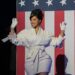 Cardi B Speaks at Kamala Harris Rally in Milwaukee Wearing a White Kristina Fidelskaya Suit and Christian Louboutin Pumps