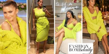 Celebs Love: Zendaya, Tracee Ellis Ross, Yung Miami and Emma Grede Were Spotted in a Acid Yellow Alexander McQueen Chunky Knitted Set