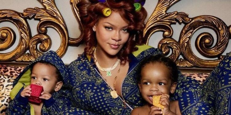 Rihanna Promoted her Savage X Fenty ‘Forever Savage’ Onesies Alongside Her Sons RZA and Riot