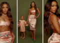 Victoria Monet Wore a Floral Set by Kim Shui Studio During a Photoshoot with Her Daughter
