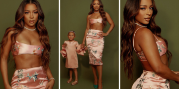 Victoria Monet Wore a Floral Set by Kim Shui Studio During a Photoshoot with Her Daughter