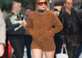 You Ask, We Answer: JLO Posed for Paparazzi in a Camel $4,390 Gucci Cardigan with the matching $890 Wool Shorts