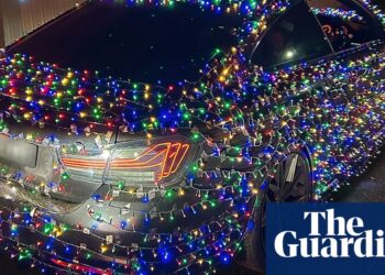 Victoria police let driver of ‘defective’ BMW covered with Christmas lights off with warning | Australia news