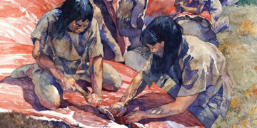 Lots of hunting. Not much gathering. The diet of early Americans