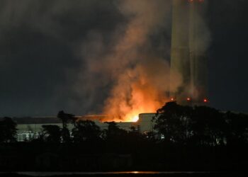 A giant battery power plant is on fire in California