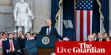 Trump portrays himself as ‘saved by God’ in inaugural speech announcing slew of hardline executive orders – live | Donald Trump inauguration