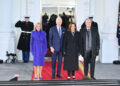 Dr. Jill Biden Waves Goodbye to the White House in a Purple Ralph Lauren Coat