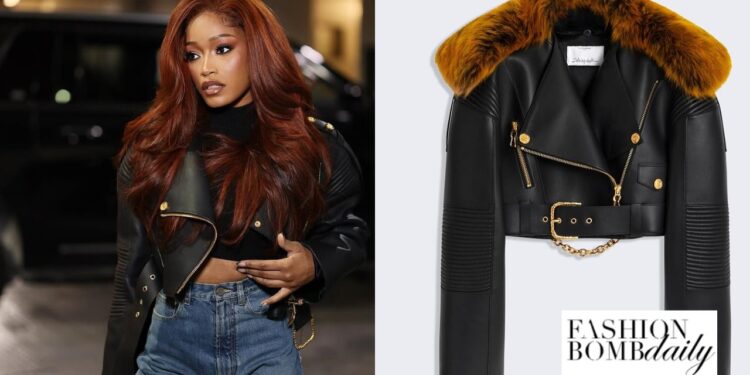 You Ask, We Answer! KeKe Palmers Stepped Out in a Black $15, 231 Schiaparelli Shearling Biker Jacket at a Brooklyn Nets Game