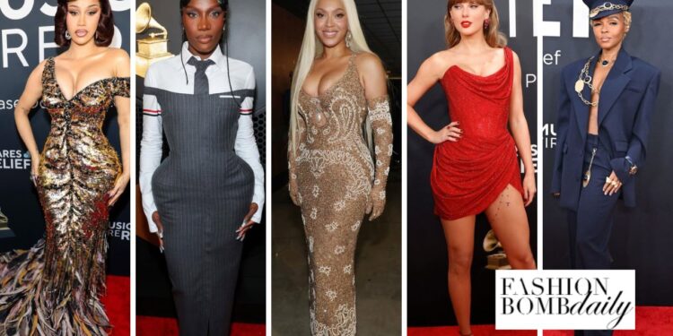 Top 10 Best Dress Celebs at the 2025 Grammy’s: Beyonce Wins Best Album in a Gold Schiaparelli Dress, Cardi B Dazzles in a Multicolor Roberto Cavalli Feather Gown, Doechii Turns Heads in a Grey Pinstripe Thom Browne Look + More!