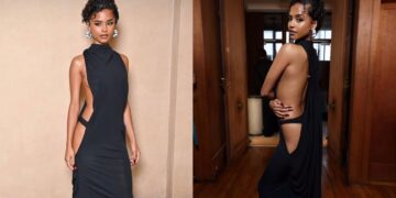 Tyla Posed in a Black Jacquemus Naked Dress During Paris Haute Couture Fashion Week ’25