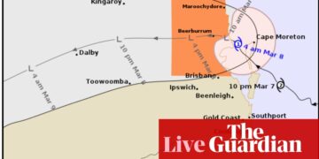Cyclone Alfred live updates: BoM path tracking map for Brisbane, Queensland and NSW; landfall time and category; weather forecasts TC Alfred rain and flooding impacts | Tropical Cyclone Alfred