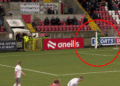 Goalkeeper pushes ball boy to the ground during match; Cliftonville v Carrick Rangers; Northern Ireland Football League