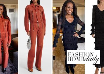 Michelle Obama Wore a Earth Brown Paco Rabanne Set and a Black Zimmermann Dress to SXSW