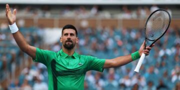 The real Novak Djokovic tries to stand up in front of Serena Williams in Miami