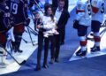 Johnny Gaudreau’s Wife Meredith Leads Blue Jackets on Ice Before Game