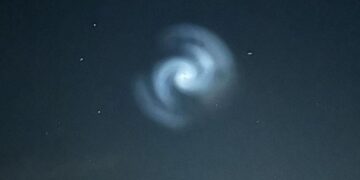 Glowing spiral appears in night sky – as Met Office reveals likely cause | Science, Climate & Tech News