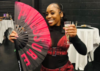 Aleigha Taylor leading a high-energy community dance class at her A Taylor’d EXP event bringing out a crowd of 58 dance students.