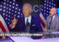 Biden condemns Trump over social security in first post-presidency speech