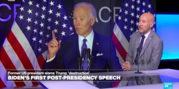Biden condemns Trump over social security in first post-presidency speech