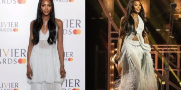 Naomi Campbell Wore a White Chanel Sheer Look to the Olivier Awards