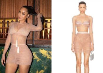 You Ask, We answer! LaLa Celebrated in a Nude Sheer Alex Perry Mesh Top and Mini Skirt