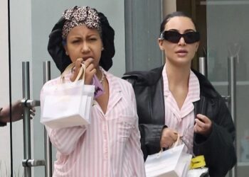 Kim Kardashian and North West Spotted in Los Angeles in Pink Victoria Secret Pajamas