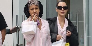 Kim Kardashian and North West Spotted in Los Angeles in Pink Victoria Secret Pajamas