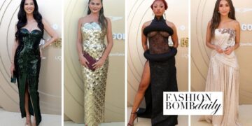 On the Scene at the Gold Gala: Kimora Lee Simmons in a Green Maisonmet Sequined Dress, Chrissy Teigan in a Gold Oscar De La Renta Gown, Megan Thee Stallion in a Black Quine Li Look & More!