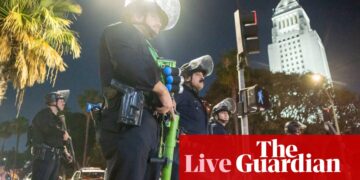 LA protests: LAPD says it has made ‘mass arrests’ after mayor issued curfew for downtown – live | Los Angeles Ice protests