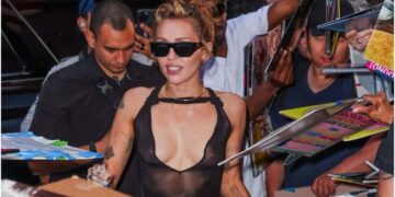 Miley Cyrus Wore a Black Ludovic de Saint Sernin ‘Carrie’ Dress to Celebrate ‘Something Beautiful’