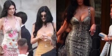 The Kardashian and Jenners Arrive in Venice, with Khloe in Robert Cavalli, Kim in Snake Print Versace, Kylie in Dolce & Gabbana, and More!