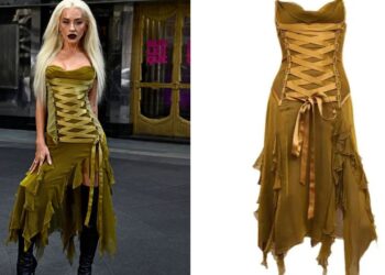 Christina Aguilera Promoted the New Burlesque Musical on Broadway in a Green Vintage Versace Dress