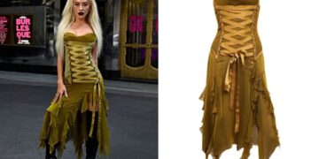 Christina Aguilera Promoted the New Burlesque Musical on Broadway in a Green Vintage Versace Dress