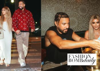 Fashion Bomb Couples: French Montana Steps Out with the Princess of Dubai in a Red Embellished Bomber Jacket