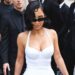 Kim Kardashian Wore a White Balenciaga Monochromatic Look to Paris Fashion Week