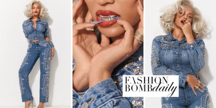 Beyonce Teams Up with Levis to Release the 501 Curve Western Crystal Jeans and Matching Denim Jacket