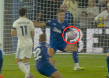 Leeds United beat Everton, Lukas Nmecha penalty video, James Tarkowski handball, match report, VAR news