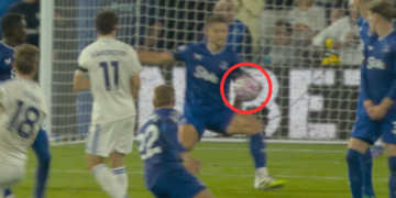 Leeds United beat Everton, Lukas Nmecha penalty video, James Tarkowski handball, match report, VAR news