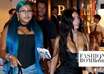 Fashion Bomb Kids: North West Spotted in Rome with Kim Kardashian in a Black Vivenne Westwood Heart Bag with Black Vetements Platform Boots