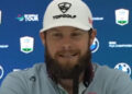 Golf news 2025, Tyrell Hatton press conference video about Ryder Cup Europe team celebrations with Jon Rahm