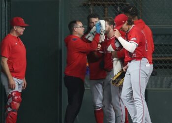 Angels OF Taylor Ward Carted Off After Collision With Wall