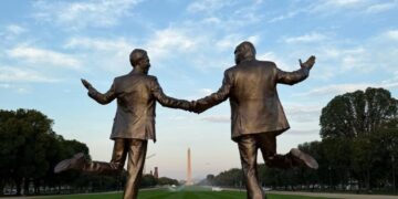 Trump, Epstein Hold Hands In Statue On National Mall