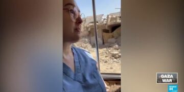 An American nurse in Gaza City films a hospital's collapse as Israeli forces surround it