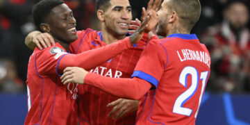 PSG score seven in Leverkusen and take Champions League first place