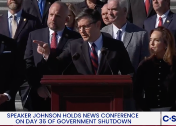 Democratic Congresswoman Crashes Mike Johnson Press Conference