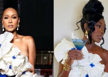 Celebs Love: Keri Hilson and Wendy Osefo Both Spied in a White and Cobalt Blue Atelier Indigo Floral Dress