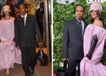 Fashion Bomb Couple: A$AP Rocky & Rihanna Step out to the Gotham Awards in a Black Chanel Suit and a Pink Off-the-Shoulder Balenciaga Gown