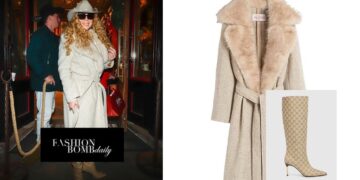 Mariah Carey Wore a Nude Valentino Coat with Gucci Boots in Aspen for the X-Mas Season