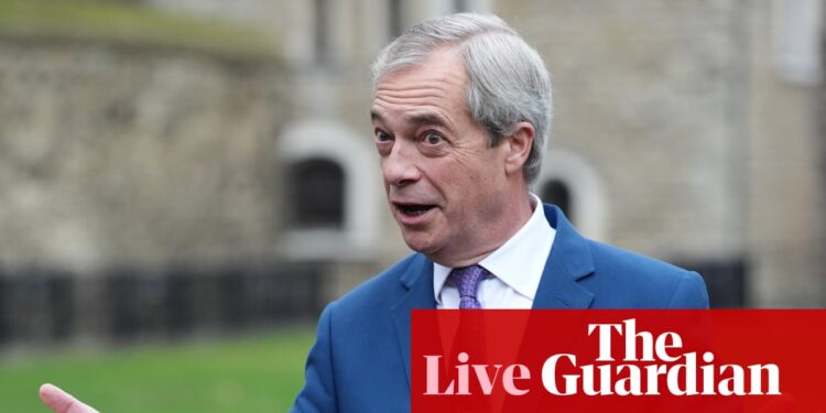 Farage says Trump’s Greenland tariffs threat ‘wrong’ and he will be ‘having words’ with US at Davos – UK politics live | Politics